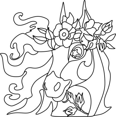 Bir yaprak üzerinde oturan bir fantezi canavar salyangoz.