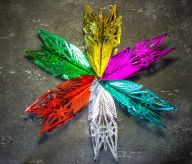 Çok renkli Noel kar taneleri, tebrik ve kartların dokusu.