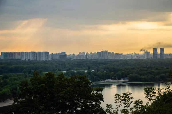 Turné Kiev Centrala Europa Utsikt Över Dnepr Trukhanov Och Gångbro — Stockfoto