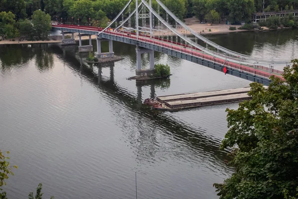 Tour Kiev Centro Europa Vista Dnieper Ilha Trukhanov Uma Ponte — Fotografia de Stock