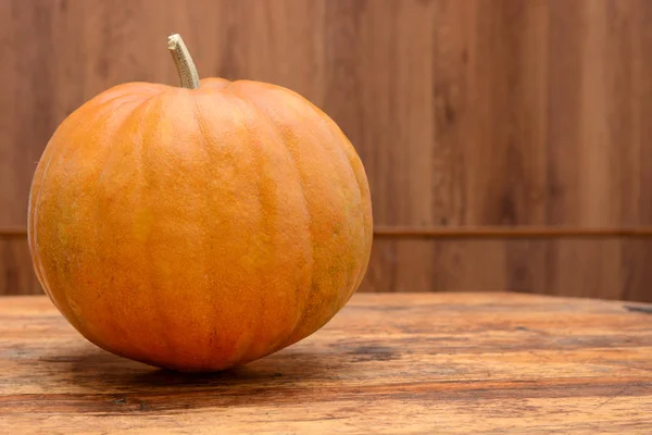 Apelsin Pumpa Närbild Bordet Pumpa Mock Upp För Halloween Rak — Stockfoto