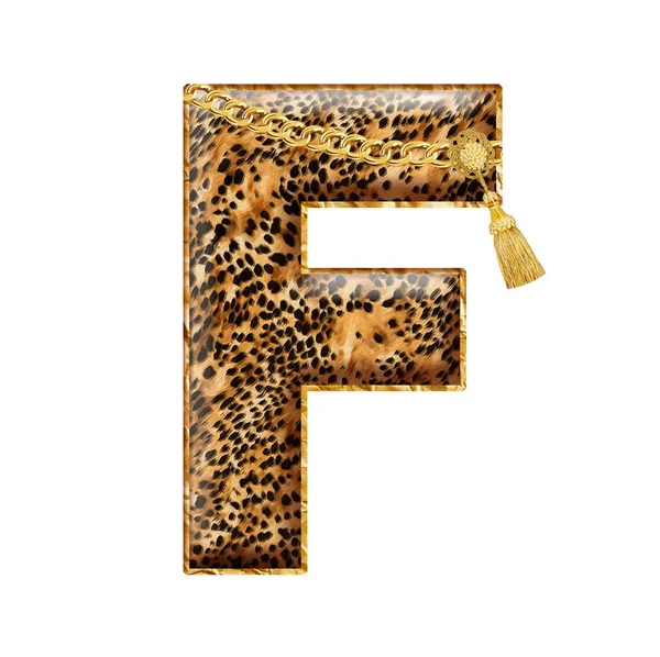 Isolated Leopard Skin Alphabet White Background — Stock Photo, Image