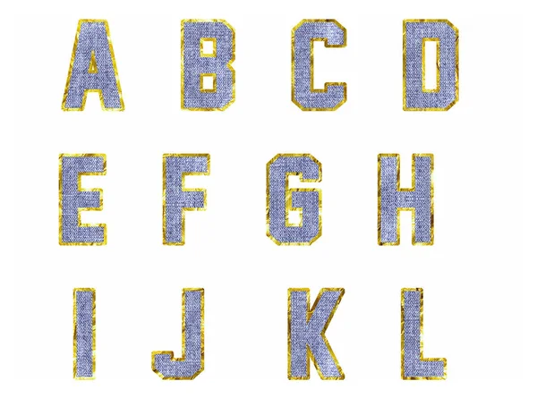Isolated Denim Fabric Alphabet White Background — Stock Photo, Image
