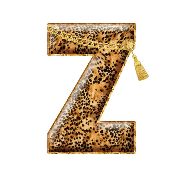 Isolierte Leopardenhaut Alphabet Auf Weißem Hintergrund — Stockfoto