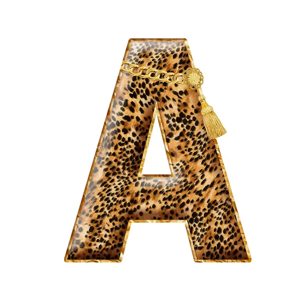 Alfabeto Piel Leopardo Aislado Sobre Fondo Blanco —  Fotos de Stock