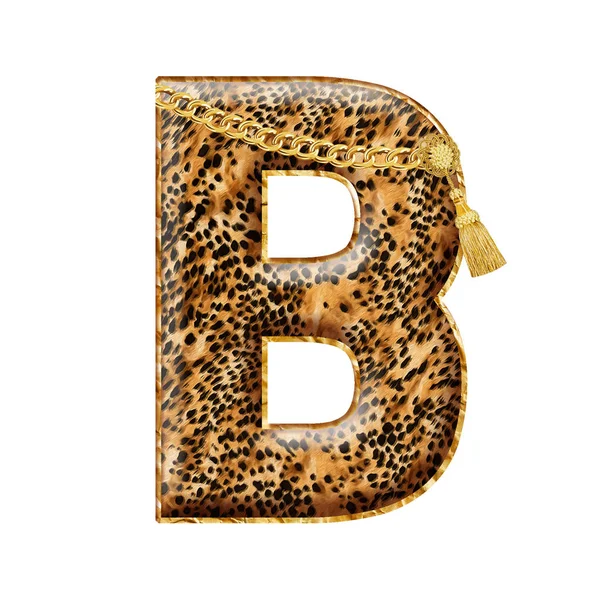 Isolated Leopard Skin Alphabet White Background — Stock Photo, Image