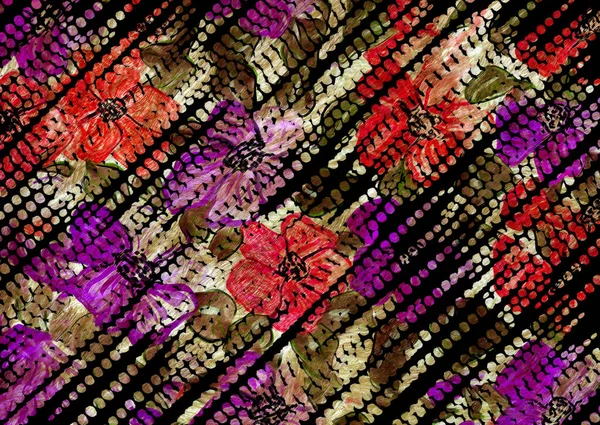 Padrão Floral Abstrato Com Textura Tecido — Fotografia de Stock