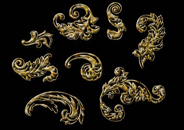 Etnik altın 3D nakış deseni