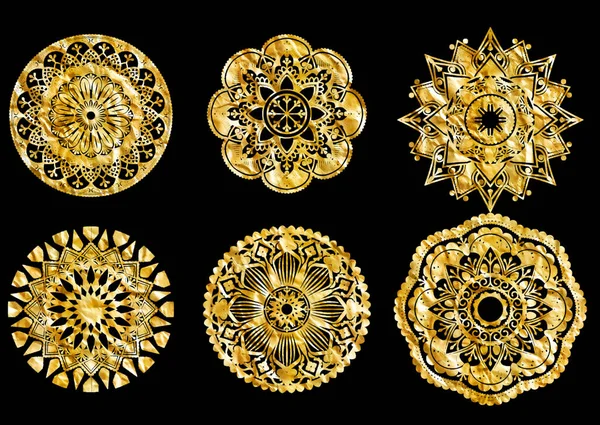 民族黄金の3D刺繍パターン — ストック写真