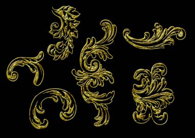 Etnik altın 3D nakış deseni