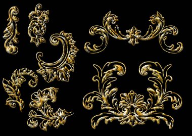 Etnik altın 3D nakış deseni