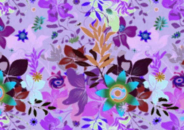 Abstraktní Květinový Vzor Texturou Tkaniny — Stock fotografie