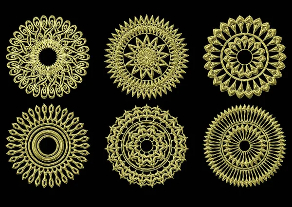 3D黄金のヴィンテージ刺繍パターン — ストック写真