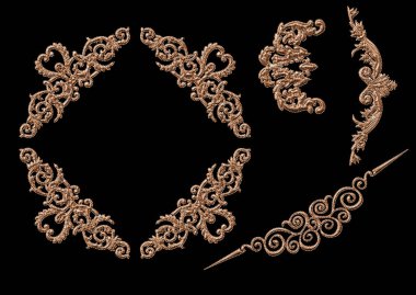 3D antika izole sınır ve resim çerçevesi