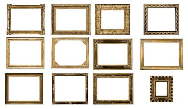 Antique Isolated Picture Frame White Background — Stock Photo, Image