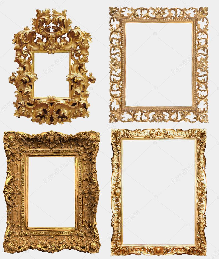 isolated antique luxury picture frame