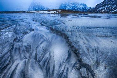 Norveç'te Skagsanden plajda hayali tasarımlar sahil kum. Yatay görüntü