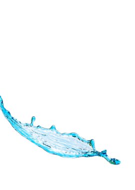 Saf beyaz arka plan üzerinde izole şekilsiz mavi su sıçrama.