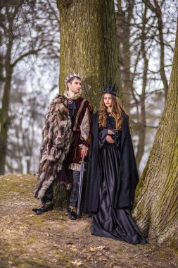 Sanat Fotoğrafçılık ve Cosplay.Caucasian çift Kral ve Kraliçe olarak