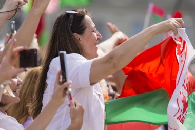 Minsk,Beyaz Rusya-22 Haziran,2019. Ulusal Taraftarlar ve Taraftarlar