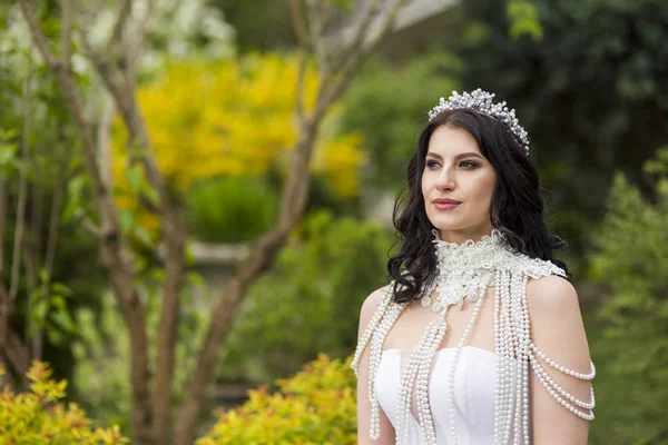 Closeup Portrait of Caucasian Bride With Diadem