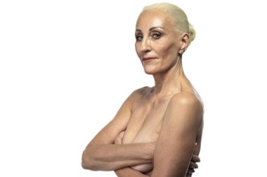 Kıdemli Kadın Kavramları. Kıdemli Çıplak Kadın portresi.