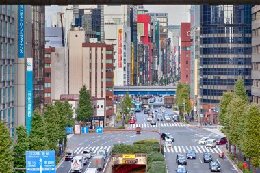 Tokyo, Japonya - 13 Kasım 2019: Tokyo Yolkesişimlerinden biri 13 Kasım 2019 'da Tokyo' nun Upper Point kentinden