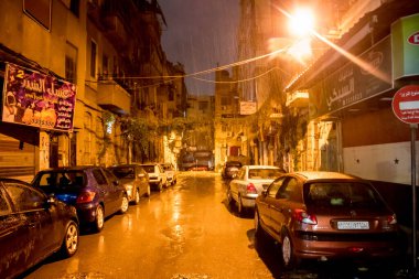 Şam şehir yollarında yağmur yağıyor, Suriye 26 / 12 / 2019
