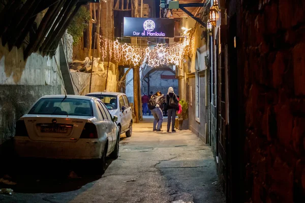 Rua Vintage Vida Como Olha Noite Cidade Antiga Damasco República — Fotografia de Stock