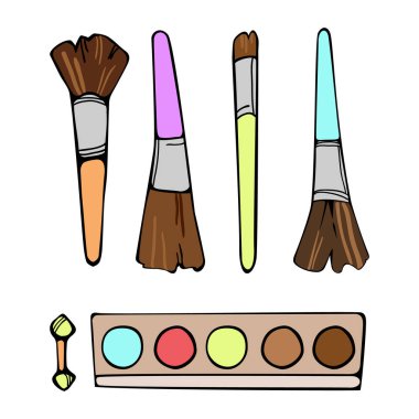 Makyaj fırçaları, göz farı, göz farı paleti kümesi 