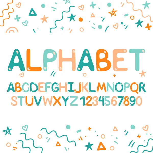 Cool Bright Alphabet Learn Vector Illustration Isolated Cute Template Lettering — Stock Vector