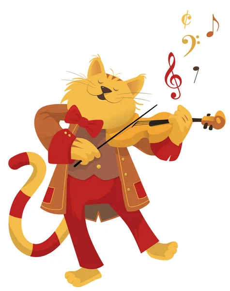 Vector illustration of a cat playing violin — Stock Vector