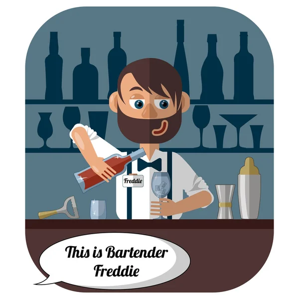 Şirin moda barmen barda bir kokteyl yapar