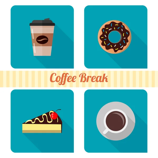 Kawa i ciasta. Zestaw ikon dla sieci — Wektor stockowy