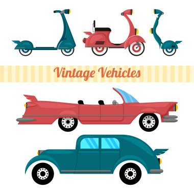 Eski araçlar seti. Retro taşıma cillection.