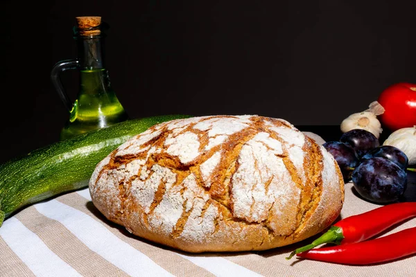 Polish bread on a country table. P — Stock Photo, Image