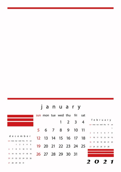 2021 Calendário Uma Página Mês Doze Páginas Calendário Fundo Branco — Fotografia de Stock