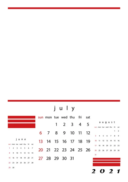 2021 Calendario Una Pagina Mese Dodici Pagine Del Calendario Fondo — Foto Stock