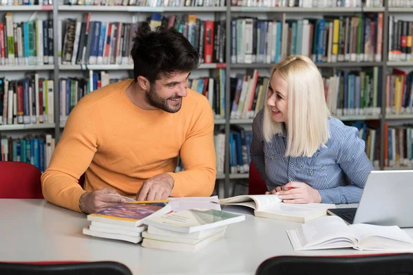 Bazı okul işi kütüphanede bir dizüstü bilgisayar ile bir çekici öğrenci portresi