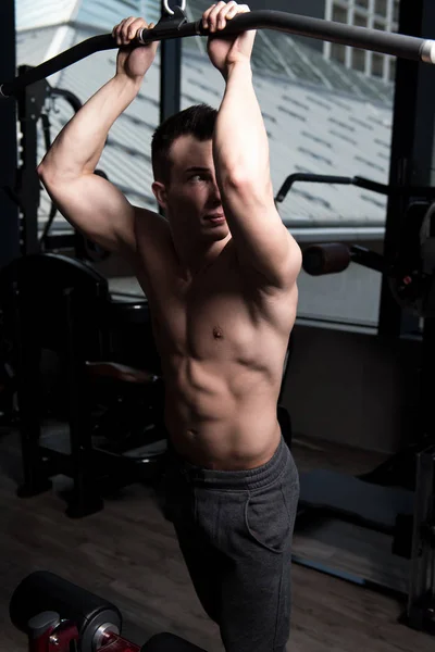 Handsome Good Looking Attractive Young Man Muscular Body Relaxing Gym — Stok Foto