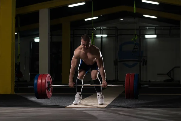 Professional Athlete Bent Barbell Preparing Lift Very Heavy Weight — Stock Photo, Image