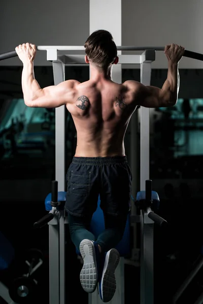 Fitness Athlete Doing Pull Ups Chin Ups Gym — Stock Photo, Image