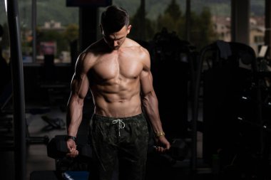 Pazı egzersiz bir spor salonunda Dumbbells ile