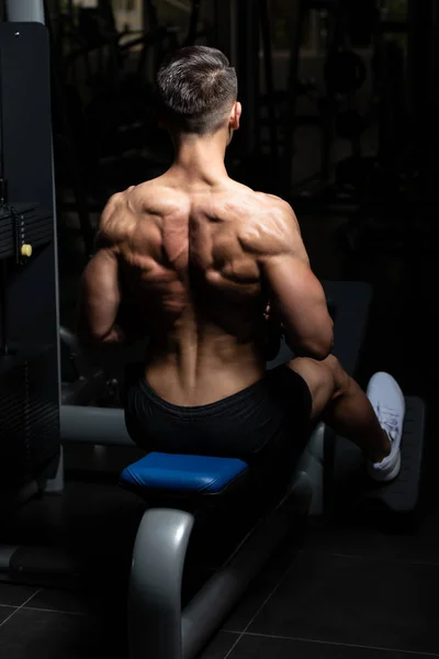 Homem muscular fazendo exercício de peso pesado para as costas — Fotografia de Stock