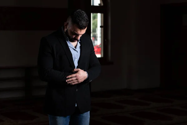 Businessman Muslim Praying in Mosque — Stock Photo, Image