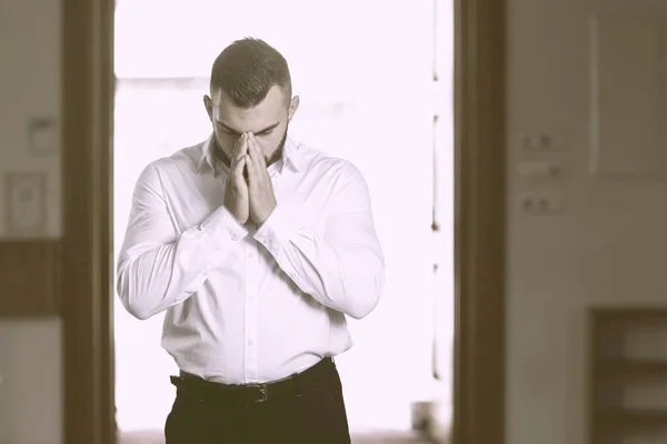 Humble Businessman Muslim Prayer in Mosque — Stock Photo, Image