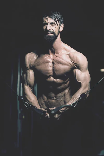 Mature Man Exercising Chest In The Gym — Stock Photo, Image