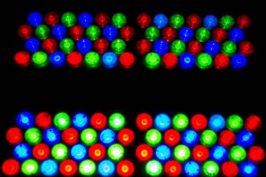 LED ışıklar. Aydınlatma için çok renkli Işık Ampüller. Koyu renkli Işık Ampüller dokusuna.