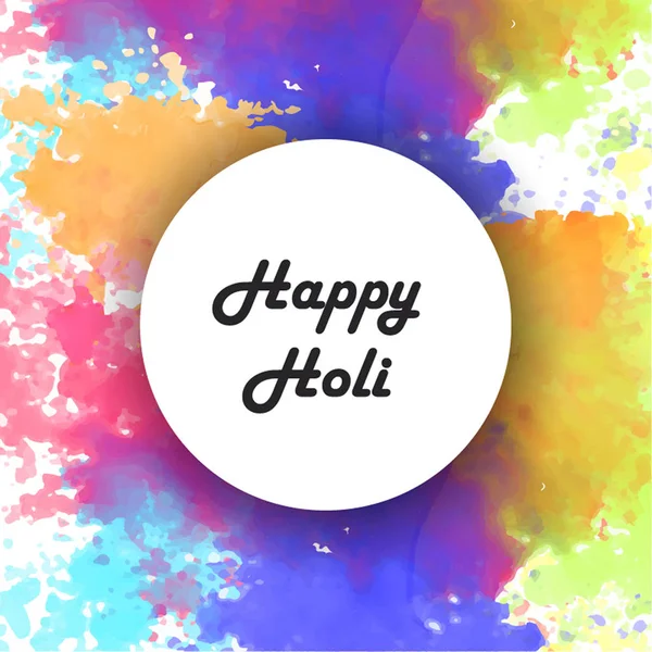 Print Happy Holi colour splash background greetings — Stock Vector