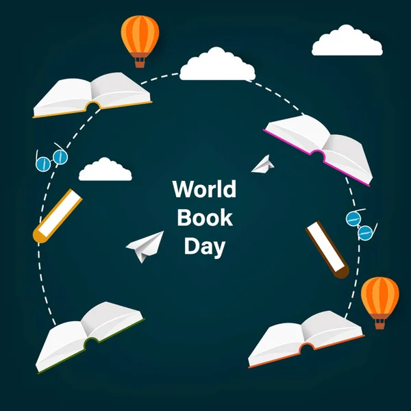 Skriva ut World Book dag Illustration bakgrund — Stock vektor